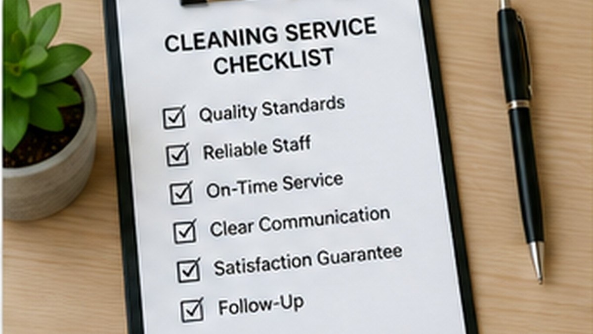 Cleaning-service quality checklist showing client satisfaction policies