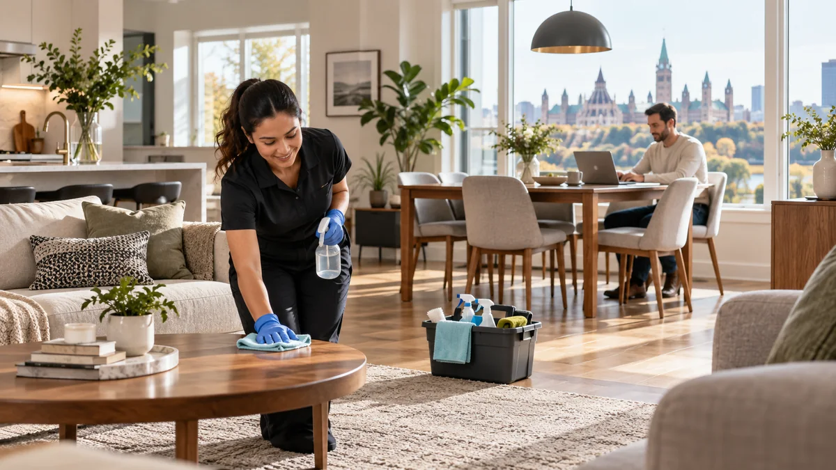 Cleaner caring for a home during a routine visit